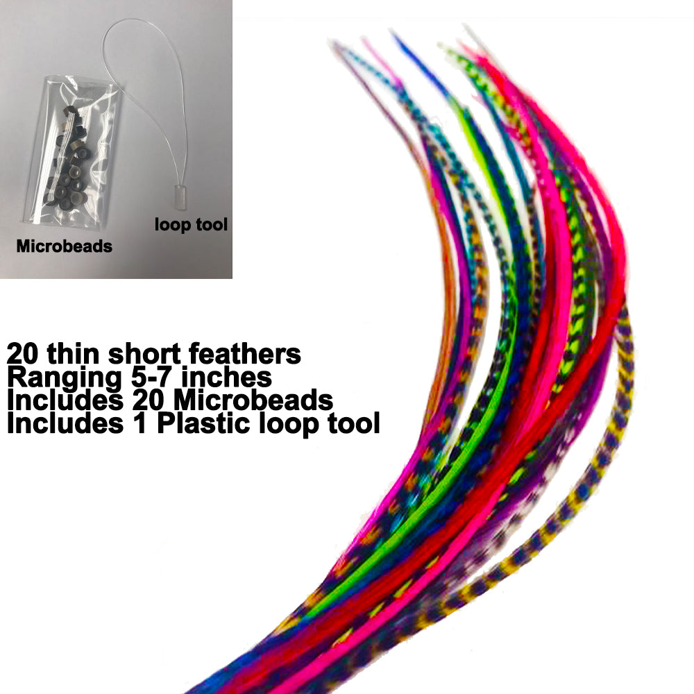 Tie Dye Feather Hair Extensions, 100% Real Rooster Feathers, 20 Long Thin  Loose Individual Feathers, By Feather Lily