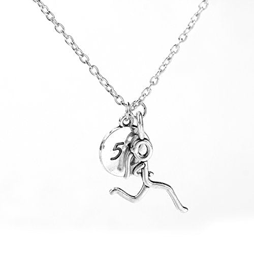 SEXY SPARKLES Stick Figure Running Girl Necklace 5k Sports run runner jewelry