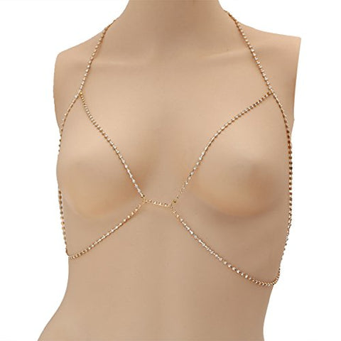 SEXY SPARKLES Rhinestone Bra Chain Sexy Harness Bikini Body Chain, leg Chain Jewelry