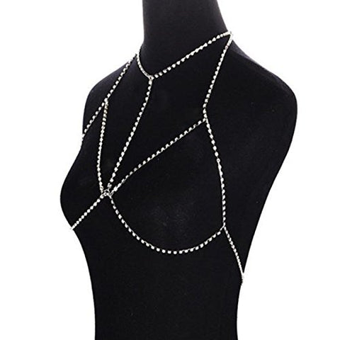 SEXY SPARKLES Rhinestone Bra Chain Sexy Harness Bikini Body Chain, leg Chain Jewelry