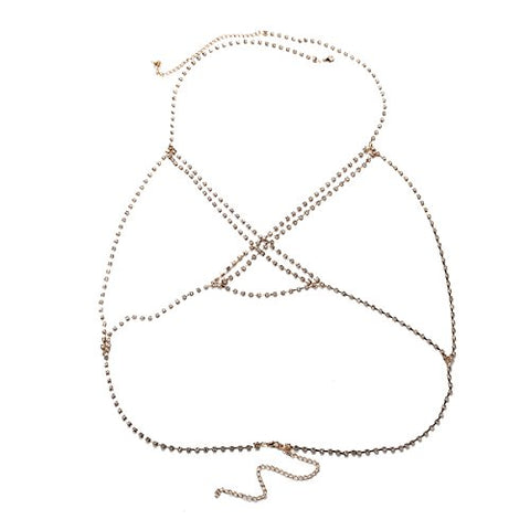 SEXY SPARKLES Rhinestone Bra Chain Sexy Harness Bikini Body Chain, leg Chain Jewelry