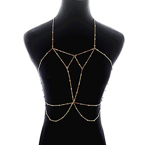 SEXY SPARKLES Rhinestone Bra Chain Sexy Harness Bikini Body Chain, leg Chain Jewelry