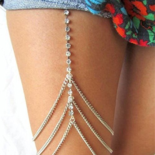 SEXY SPARKLES Rhinestone Bra Chain Sexy Harness Bikini Body Chain, leg Chain Jewelry