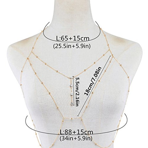 SEXY SPARKLES Rhinestone Bra Chain Sexy Harness Bikini Body Chain, leg Chain Jewelry