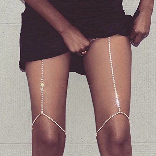 SEXY SPARKLES Rhinestone Bra Chain Sexy Harness Bikini Body Chain, leg Chain Jewelry