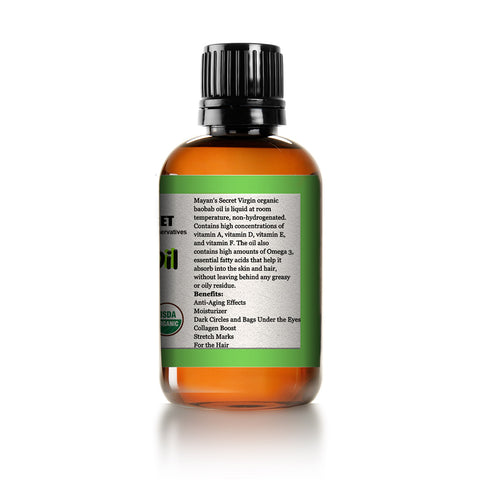 USDA Certified Virgin Organic Baobab Oil - 4 oz Dark Glass Bottle | Best Quality 100 Pure Cold Pressed and Unrefined | Essential All Natural Skin Nails and Hot Oil Treatment Hair Moisturizer