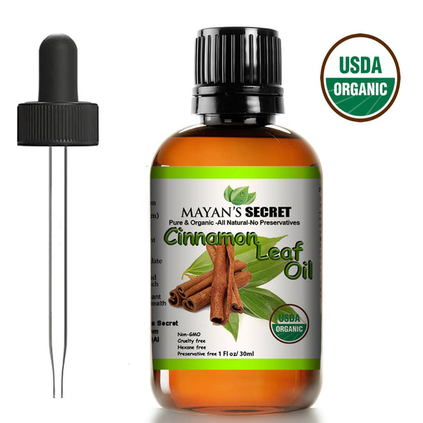 Mayan's Secret Certified Organic Pure Cinnamon Essential Oil - Pure and Natural, Therapeutic Grade Large 1oz Bottle - Perfect for Aromatherapy, Relaxation, Skin Therapy & More