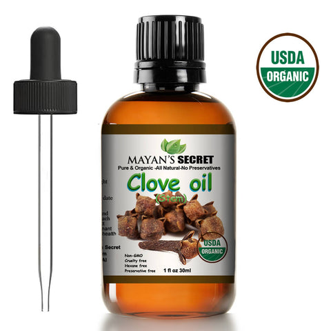Mayan's Secret USDA Certified Organic Pure Clove Stem Essential Oil - Pure and Natural, Therapeutic Grade Large 1oz Bottle - Perfect for Aromatherapy, Relaxation, Skin Therapy & More
