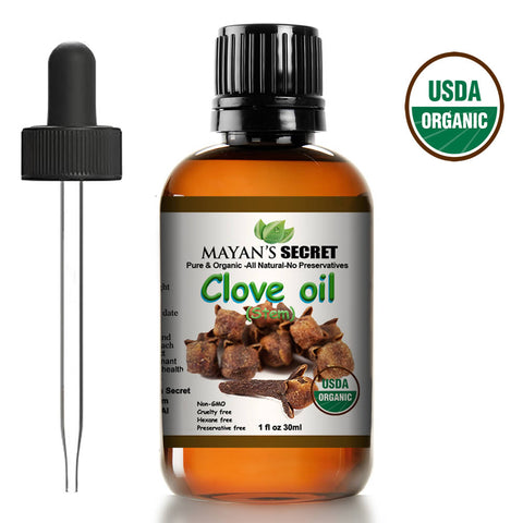 Mayan's Secret USDA Certified Organic Pure Clove Stem Essential Oil - Pure and Natural, Therapeutic Grade Large 1oz Bottle - Perfect for Aromatherapy, Relaxation, Skin Therapy & More
