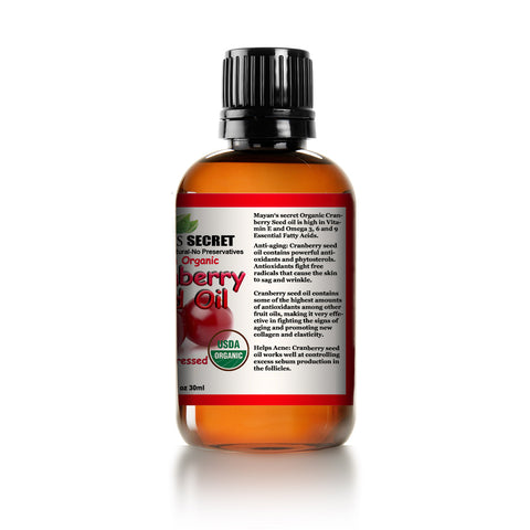 Cranberry Seed Oil - Virgin Organic USDA Certified Cold Pressed The Anti-Aging Skin Secret