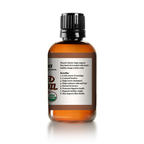 USDA Certified Virgin Organic Flax Seed Oil, Unrefined Virgin, Cold Pressed, Linum Usitatissimum, 4 OZ