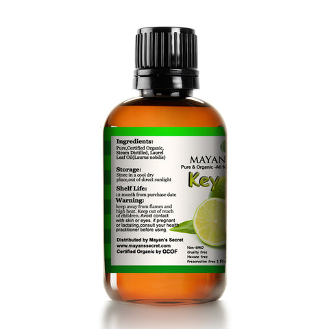 Mayan’s Secret USDA Certified Organic Key Lime Essential Oil for Diffuser & Reed Diffusers (100% PURE & NATURAL - UNDILUTED) Therapeutic Grade - Huge 1oz Bottle