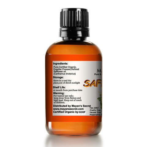 USDA Certified Organic Safflower Seed Oil High in Vitamin E and omega-6 fatty acids for anti-aging skin