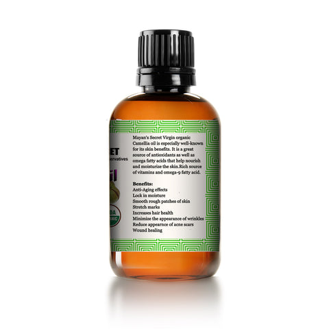 USDA Certified Virgin Organic Camellia Essential Oil Cold Pressed | 4oz Bottle | 100% Pure | 100% Organic | For Hair & Skin Use | Japanese Beauty Oil | Camellia Oleifera  …
