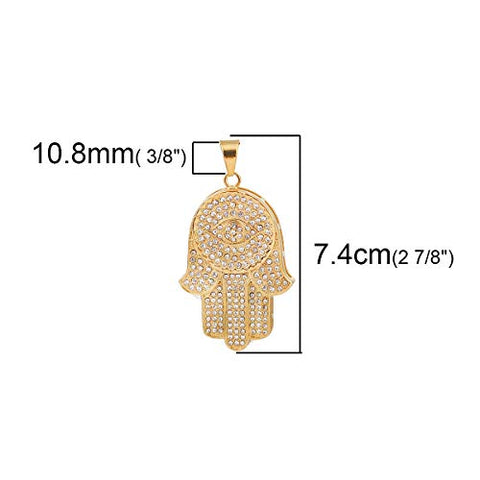 SEXY SPARKLES Stainless Steel Hamsa Hand Pendant for Necklace
