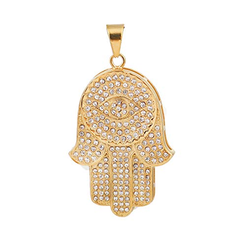 SEXY SPARKLES Stainless Steel Hamsa Hand Pendant for Necklace