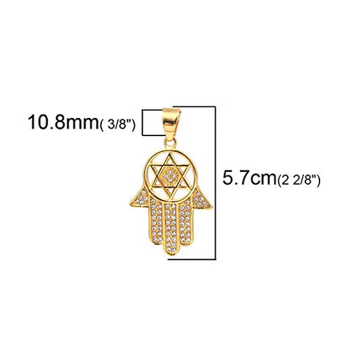 SEXY SPARKLES Stainless Steel Hamsa Hand and Star of David Pendant for Necklace