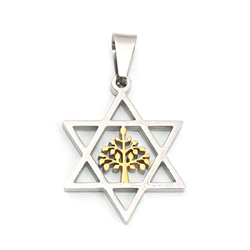 SEXY SPARKLES 316 Stainless Steel Pendants Star of David Hexagram Gold Plated & Silver Tone Tree of Life