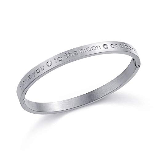 Bracelets for Women Sentiment Bracelet Titanium Steel Bangle Engraved I Love You to The Moon and Back