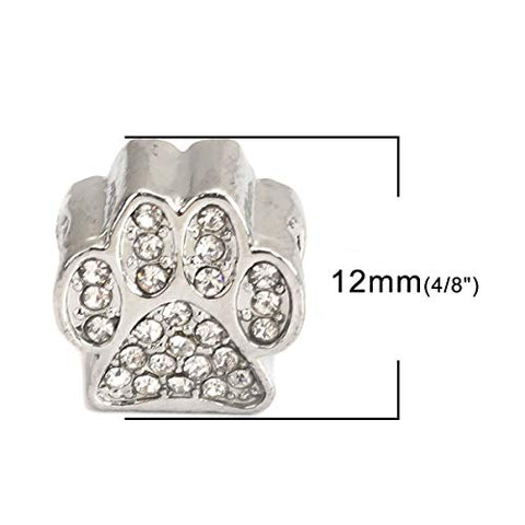 Sexy Sparkles Paw Prints Charm Spacer Bead for European Style Bracelets
