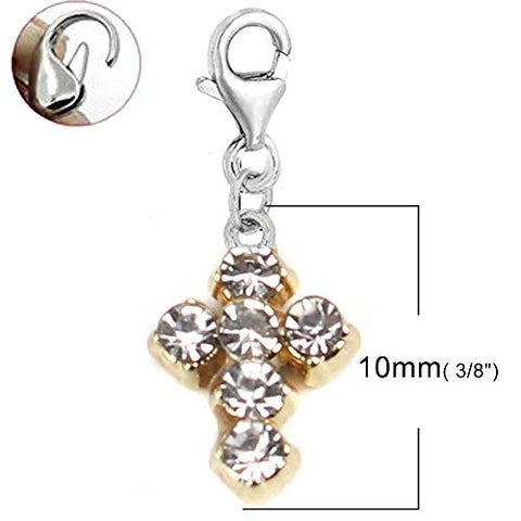 Sexy Sparkles Cross Clip On Charms for Bracelets with Lobster Clasp Dangle Charm