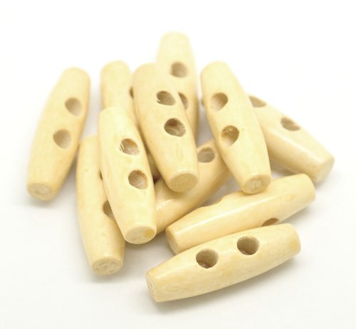 Sexy Sparkles 50PCs Wood Sewing Horn Toggle Buttons 2 Holes Cloth Accessories 35mm(1 3/8Inch ) x 11mm(3/8Inch )