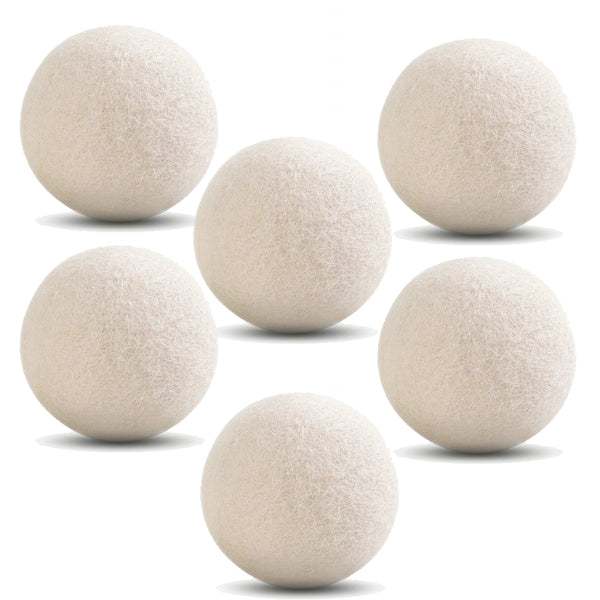 Wool Dryer Balls 6-Pack Medium Reusable Natural Chemical Free Fabric Softener, Laundry Dryer Balls 100% Premium Wool