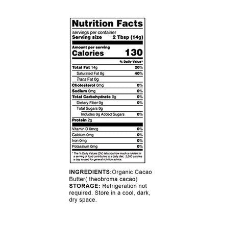 Raw CACAO BUTTER 100% Pure Organic Cocoa Bean Unrefined FOOD GRADE 1 Lb