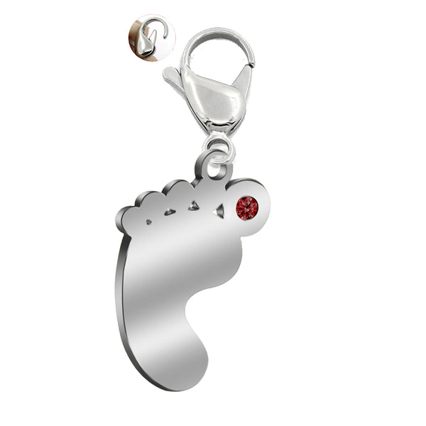 Sexy Sparkles New Mom Gifts Baby Feet Footprint Birthstone Birthday Charms clips on bracelets Stainless Steel jewelry