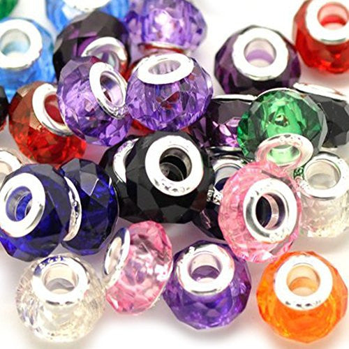 Pack of 10 Faceted MIX Lampwork Murano Glass Beads For Snake Chain Charm Bracelet. - Sexy Sparkles Fashion Jewelry - 1