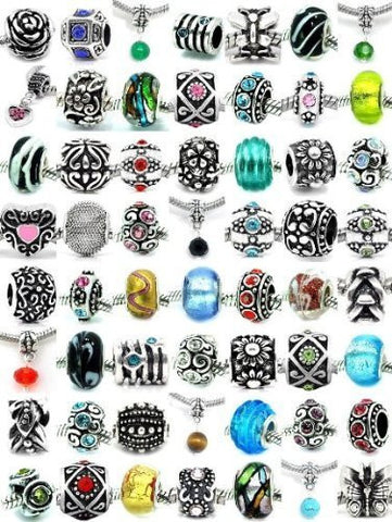 Ten (10) Random Beads for snake Chain charm Bracelet Selected From the Styles Shown in Picture - Sexy Sparkles Fashion Jewelry - 2