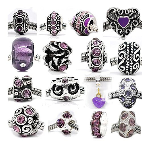 Ten Purple Charms Spacers for Snake Chain Charm Bracelet - Sexy Sparkles Fashion Jewelry