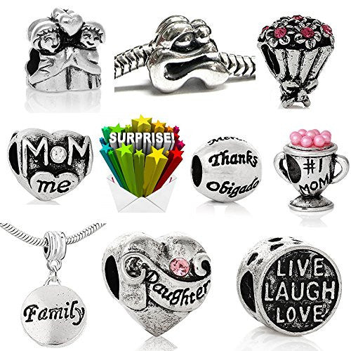 Mothers Day Bulk Charm Beads for Snake Chain Charm Bracelet Compatible with Pandora Bracelet - Sexy Sparkles Fashion Jewelry - 1