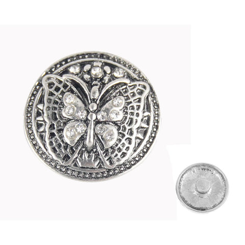 Butterfly Design Glass Chunk Charm Button Fits Chunk Bracelet