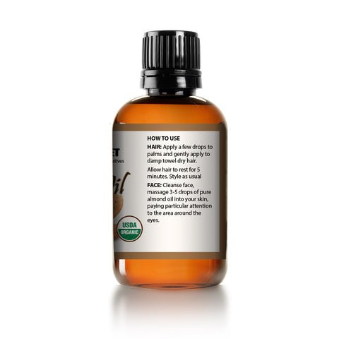 Unrefined Sweet Almond Oil |USDA Certified Organic | Cold Pressed | Hexane Free | Natural Moisturizer |Great For Hair, Skin & Nails | Carrier Oil | Great To Dilute Essential Oils Mayan's Secret