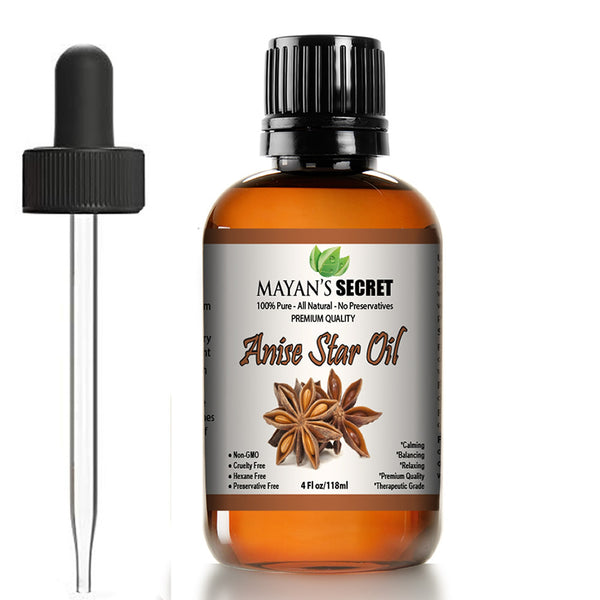Anise Star Essential Oil 4 oz 100% Pure Undiluted Ease Cough, Flu, Asthma, Menstrual Pain- Therapeutic Grade