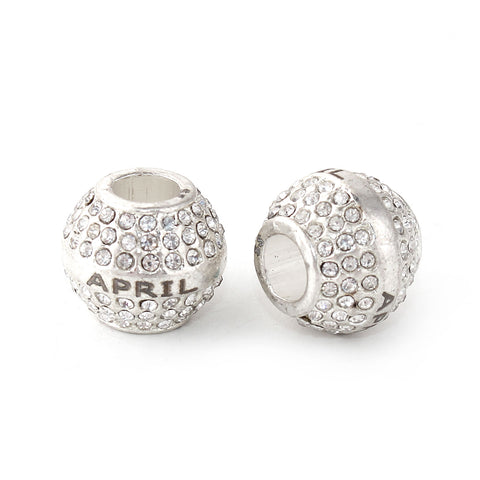 "April " Birthday Birthstone With Month Engraved on Charms for Snake Chain Charm Bracelet