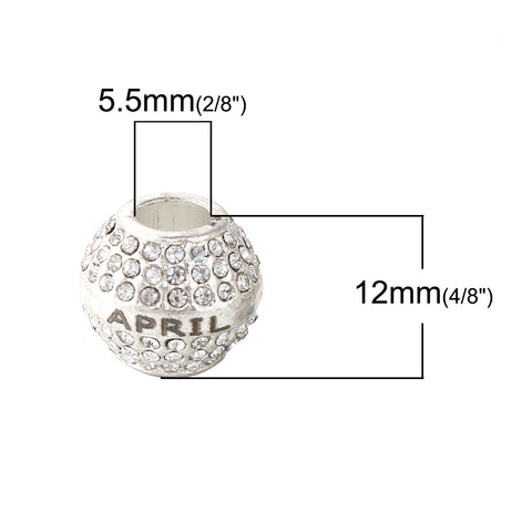 "April " Birthday Birthstone With Month Engraved on Charms for Snake Chain Charm Bracelet