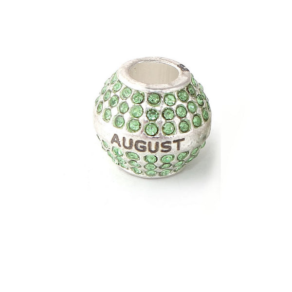 "August" Birthday Birthstone With Month Engraved on Charms for Snake Chain Charm Bracelet