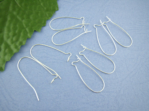 100 Pcs Earring Wire Kidney Hooks Silver Tone 16mm X 38mm - Sexy Sparkles Fashion Jewelry - 3