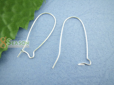 100 Pcs Earring Wire Kidney Hooks Silver Tone 16mm X 38mm - Sexy Sparkles Fashion Jewelry - 4