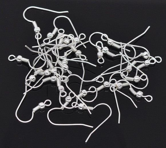 Sexy Sparkles 100 Pcs Silver Tone Earring Wire Hooks 18mm X 19mm