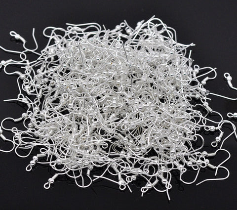 Sexy Sparkles 100 Pcs Silver Tone Earring Wire Hooks 18mm X 19mm