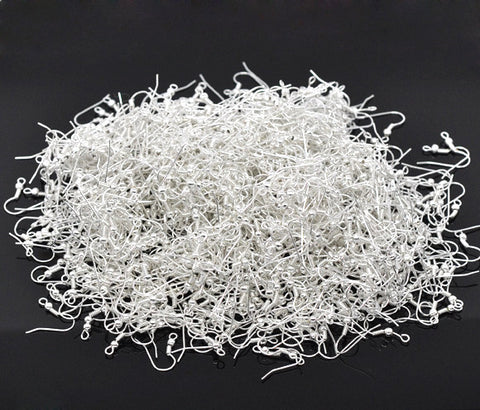 Sexy Sparkles 100 Pcs Silver Tone Earring Wire Hooks 18mm X 19mm