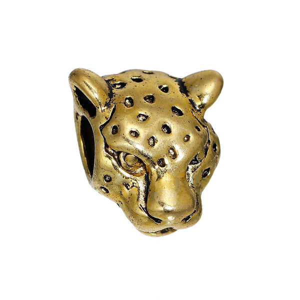 SEXY SPARKLES Animal charm Leopard Head Charm spacer bead European Compatible Charm for Snake Chain bracelet & necklace - Sexy Sparkles Fashion Jewelry - 1