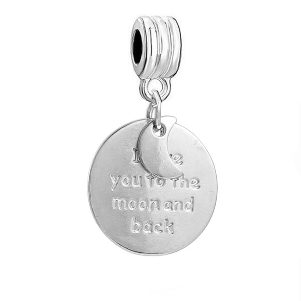 SEXY SPARKLES I love you to the moon and back Charm spacer bead European Compatible Charm for Snake Chain bracelet & necklace