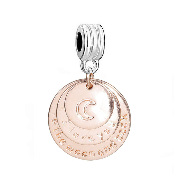 SEXY SPARKLES I love you to the moon and back Charm spacer bead European Compatible Charm for Snake Chain bracelet & necklace - Sexy Sparkles Fashion Jewelry - 1