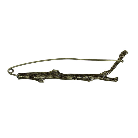 2 Pcs Iron Based Alloy Safety Pin Brooches Branch Antique Bronze - Sexy Sparkles Fashion Jewelry