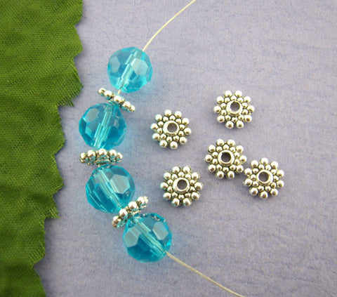 100 Pcs Christmas Snowflake Spacer Beads Findings Silver Tone 8mm Dia. - Sexy Sparkles Fashion Jewelry - 2