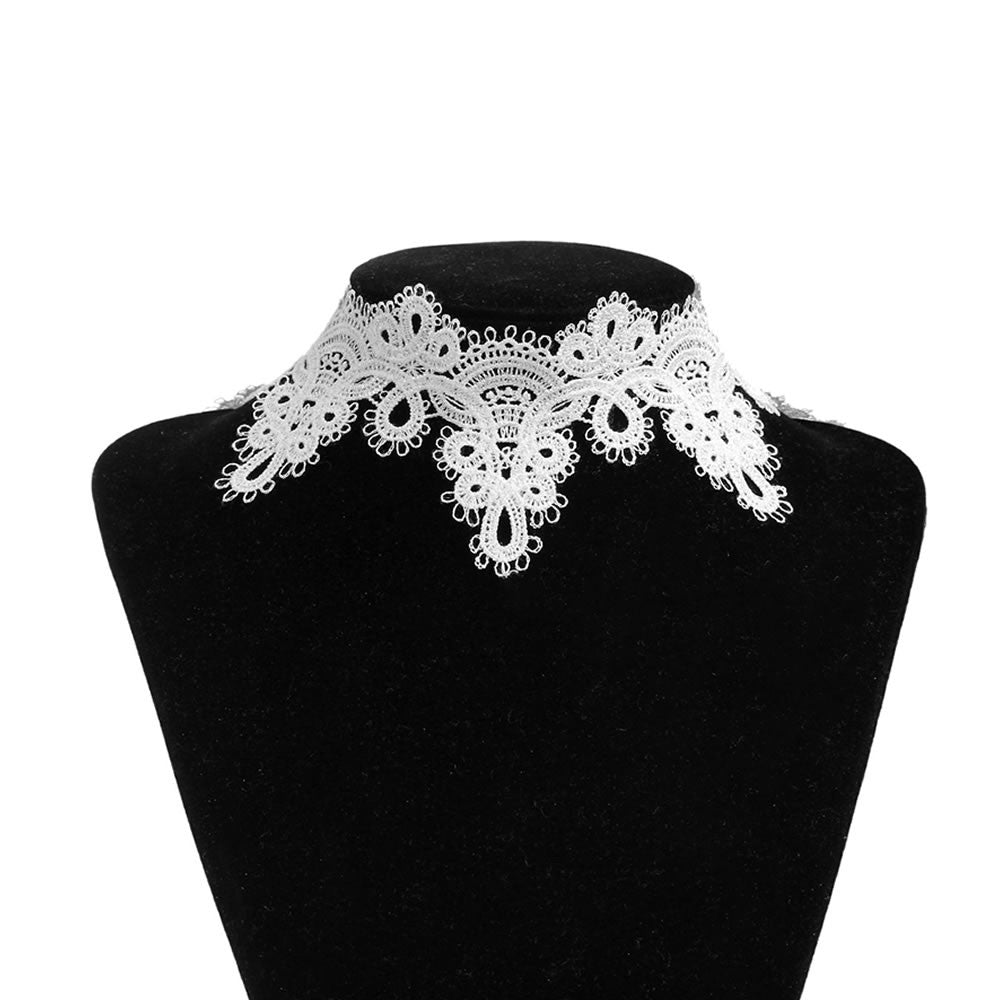 Black and White Lace Sexy Choker White